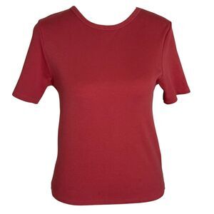 Pendleton Rib Knit T Shirt Top Pima Cotton Short Sleeve Pink Mauve S